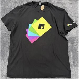 Microsoft Vintage‎ Graphic Logo T-Shirt XL 100% Cotton Black Casual